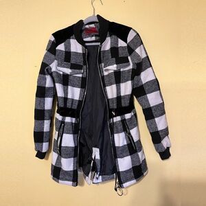 Celsius Premium Womens Collar Long Sleeve Checkered Jacket Black Small